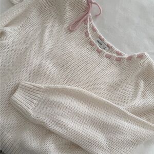 Hollister Cream Knit Top with Pink Details